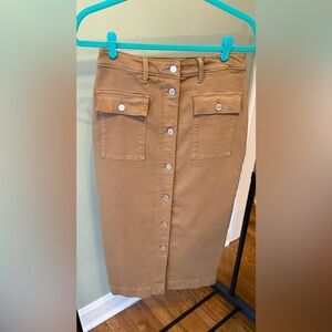 NWT Banana Republic Tan Cargo Midi Skirt - 6 Tall